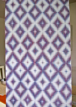 Turned Taquete Variation, fabric woven on 8 shafts, Tencel & cotton, 2015 (blue weft version)